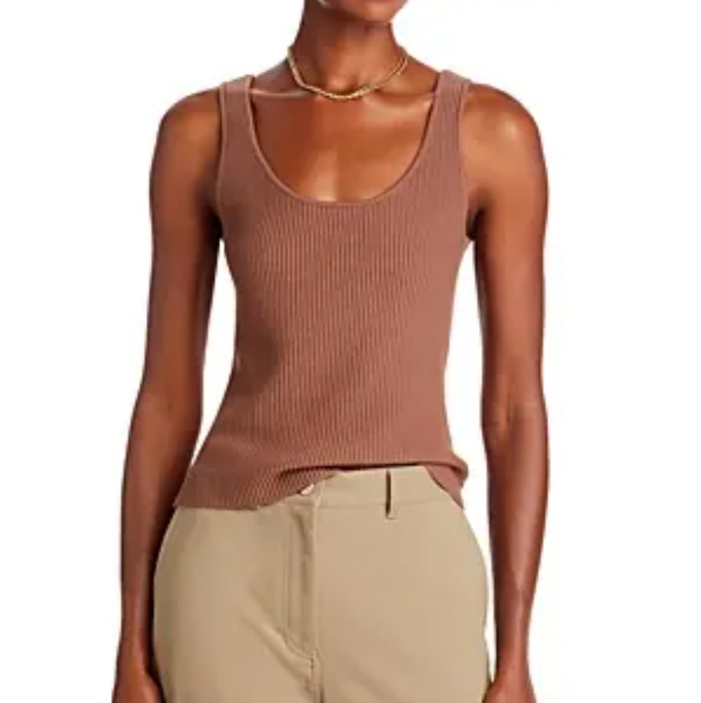 498-Aqua Beige Ribbed thick Women's Tank Top